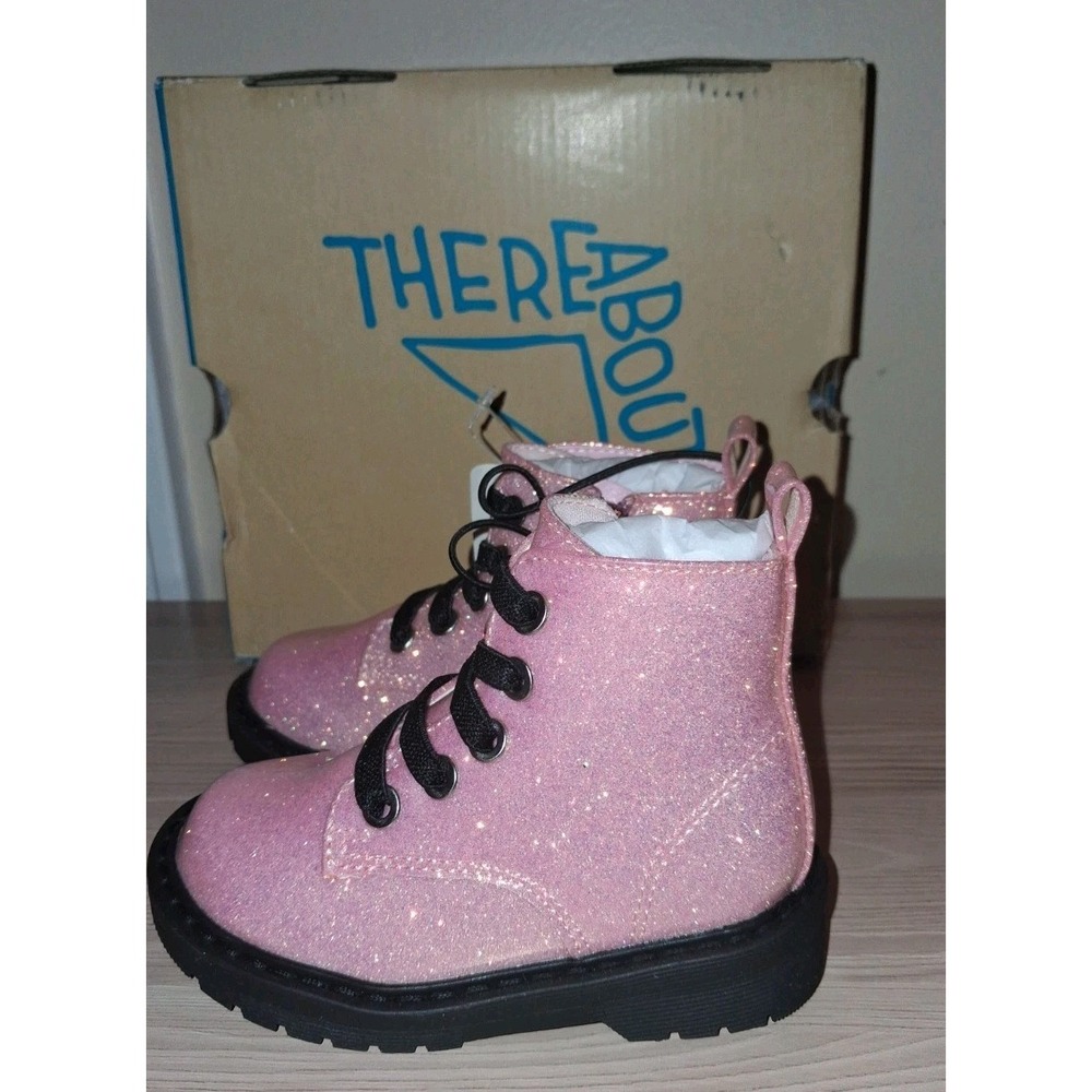 Thereabouts Toddler Girls Lil Reese Flat Heel Combat Boots Pink Glitter Size 5
